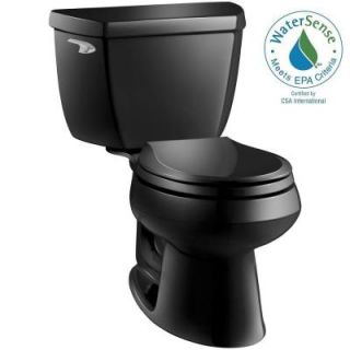KOHLER Wellworth Classic 2 piece 1.28 GPF Round Front Toilet with Class Five Flushing Technology in Black K 3577 7