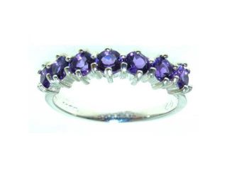 9K White Gold Womens Amethyst Anniversary Eternity Ring   Size 4.75   Finger Sizes 4 to 12 Available