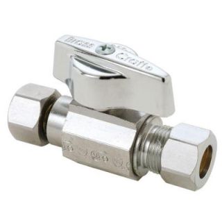 BrassCraft 3/8 in. O.D. Female Compression Inlet x 3/8 in. O.D. Compression Outlet 1/4 Turn Straight Ball Valve KTCR11FX C1