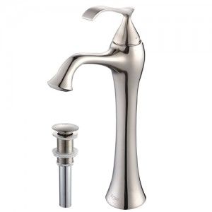 Kraus KEF 15000 PU15BN Bathroom Faucet, Ventus Single Lever Vessel Faucet w/ Pop Up Drain   Brushed Nickel