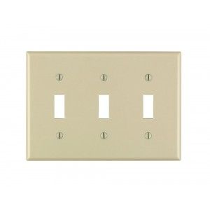 Leviton 86011 Electrical Wall Plate, Toggle Switch, 3 Gang   Ivory