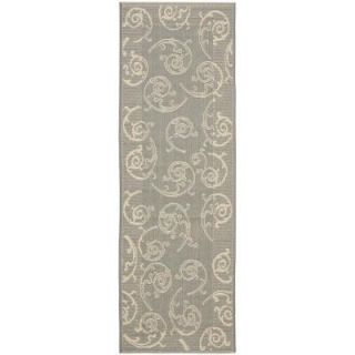 Safavieh Courtyard Grey/Natural 2 ft. 4 in. x 14 ft. Runner CY2665 3606 214