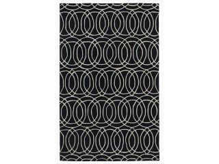 Hand tufted Cosmopolitan Circles Black/ Ivory Wool Rug (8' x 11')