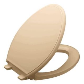 KOHLER Glenbury Quiet Close Elongated Closed Toilet Seat with Grip Tight Bumpers in Mexican Sand K 4733 33