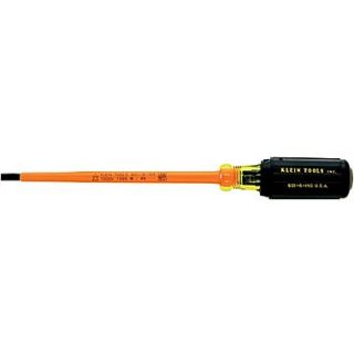 Klein Tools Insulated Steel Shank Screwdriver, 9 3/4 in (L), 3/16 in Slotted Cabinet