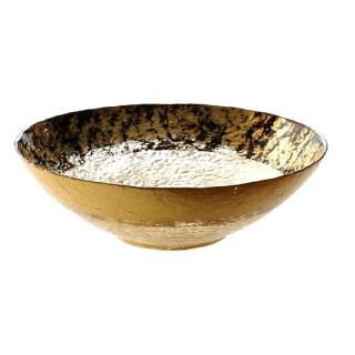Leopard Print Brown and Gold Glass Serving Bowl