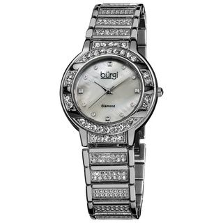 Burgi Womens Water resistant Mother of Pearl Diamond Quartz Watch