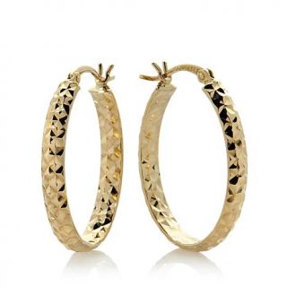 Michael Anthony Jewelry® 10K Yellow Gold Diamond Cut Oval Hoop Earrings   7693218