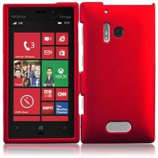 Insten For Nokia Lumia 928 Rubberized Hard Case Red