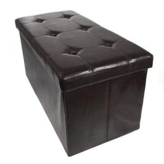 Storage Bench Ottoman Faux Leather Foldable Collapsible Foot Rest Coffee Table COLOR BROWN