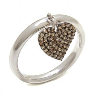 0.26ct Champagne Diamond "Heart" Charm Sterling Silver Ring   7971457