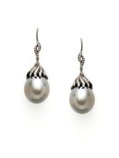 Tahitian Pearl & Pave Swirl Drop Earrings by Tara Pearls
