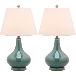 Safavieh Amy Gourd Glass 1 light Marine Blue Table Lamps (Set of 2