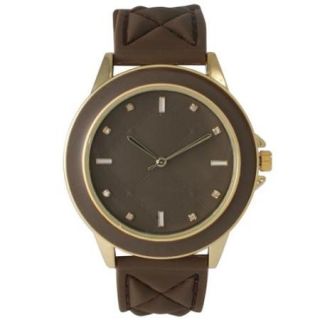 Olivia Pratt Women's Quilted Silicone Band Watch Brown