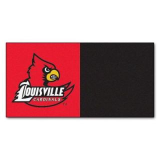 FANMATS NCAA   University of Louisville Red and Black Nylon 18 in. x 18 in. Carpet Tile (20 Tiles/Case) 8538