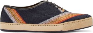 Paul Smith Navy Embroidered Terrycloth Sneakers