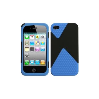 INSTEN Black/ Dark Blue Diamond Veins Dual Phone Case Cover for Apple