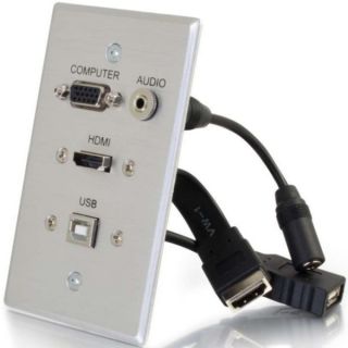C2G HDMI, VGA, 3.5mm Audio and USB Pass Through Single Gang Wall Plat