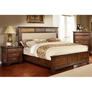 Furniture of America Glisea 2 Piece Brown Cherry Bed and Nightstand