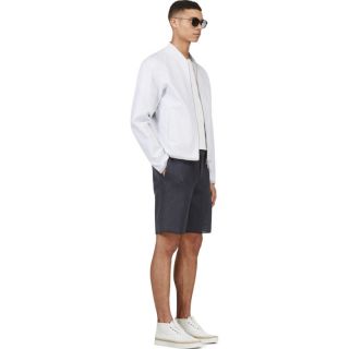 Calvin Klein Collection White Striped Bomber Jacket