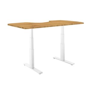 Premium Standing Desk, White Frame, Ergonomic Bamboo Table Top