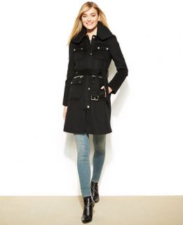 Laundry by Shelli Segal Belted Military Wool Blend Coat   Coats