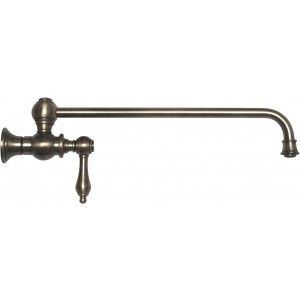 Whitehaus WHKPFSLV3 9000 BN Vintage III wall mount pot filler with lever handle   Brushed Nickel