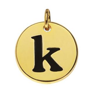 Lead Free Pewter, Round Alphabet Charm Lowercase Letter 'k' 13mm, 1 Piece, Gold Plated