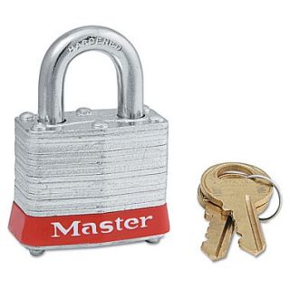 Master Lock 4 Pin Keyed Alike Laminated Padlock With Red Bumper, 6/Box