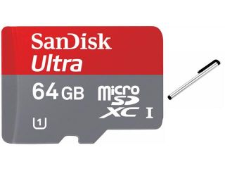 SanDisk 64GB 64G microSDXC microSD microSDHC SD SDHC SDXC Ultra Memory Card Class 10 UHS I UHS 1 for Samsung Galaxy S3 S4 S5 NOTE 2 3 II III w/ STYLUS TOUCH SCREEN PEN
