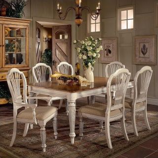 Hillsdale Wilshire 7 Piece Rectangular Dining Table Set in White   4508DTBRCTCSC
