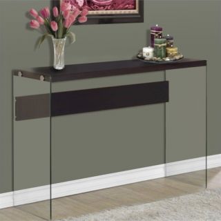 Monarch Hollow Core Sofa Table in Cappuccino with Tempered Glass   I 3282