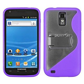 Insten Gummy Case With Stand For Samsung T989 Galaxy S2, Transparent S Shape Clear/Purple