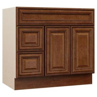 MasterBath Oxford 36 in. W x 21.5 in. D x 33.5 in. H Vanity Cabinet Only with Drawers on Left in Toasted Almond EBL36 OTOA