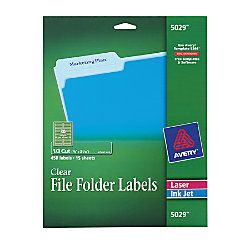 Avery Clear Permanent InkjetLaser Filing Labels 23 x 3 716  Pack Of 450