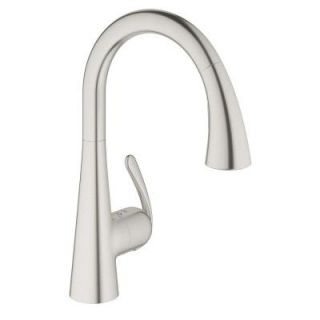 GROHE LadyLux3 Cafe Single Handle Pull Down Sprayer Kitchen Faucet with Dual Spray in RealSteel 32298SD1