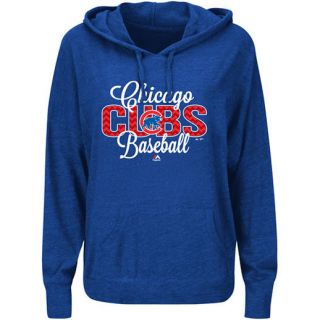 Majestic Chicago Cubs Womens Royal Blue All Star Act Tri Blend Pullover Hoodie