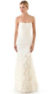 Theia Strapless Rosette Gown