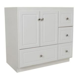 Simplicity by Strasser Ultraline 36 in. W x 21 in. D x 34.5 in. H Vanity with Right Drawers Cabinet Only in Satin White 01.032.2