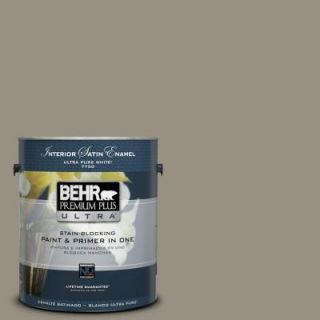 BEHR Premium Plus Ultra 1 gal. #N320 5 Gray Squirrel Satin Enamel Interior Paint 775401