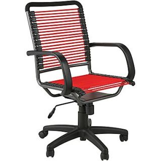 Euro Style 02557 Bungee Cord High Back Desk Chair with Fixed Arms, Red