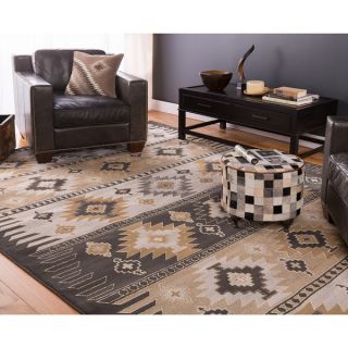 Meticulously Woven Black/Grey Southwestern Aztec Nomad Area Rug (53 x