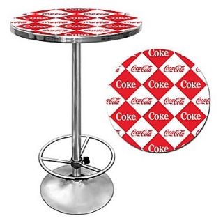 Trademark Global 28 Solid Wood/Chrome Pub Table, Red, Coca Cola Checker