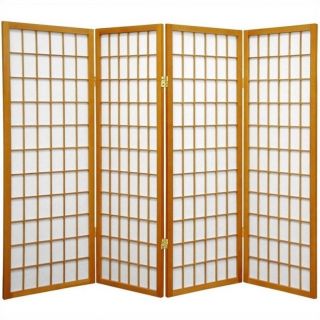 Oriental Furniture Four Panel Window Pane Shoji Screen in Honey   WP48 HON 4P
