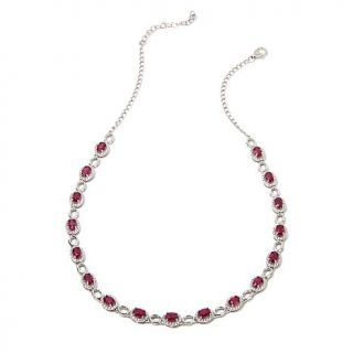 Rarities Fine Jewelry with Carol Brodie Oval Ruby and White Zircon 16" Sterlin   7596587