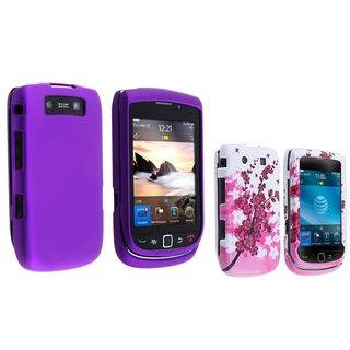 BasAcc Flower Case/ Purple Rubber Case for Blackberry Torch 9800