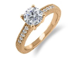 1.45 Ct Round H/I Diamond White Sapphire 14K Rose Gold Engagement Ring