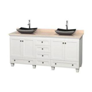 Wyndham Collection Acclaim 72 in. W Double Vanity in White with Marble Vanity Top in Ivory and Black Sinks WCV800072DWHIVGS1MXX