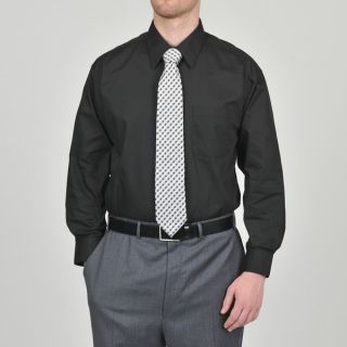 Alexander Julian Colours Mens Black Dress Shirt and Neat Tie Set