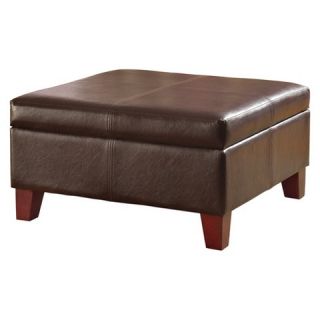Large Faux Leather Storage Ottoman   Brown